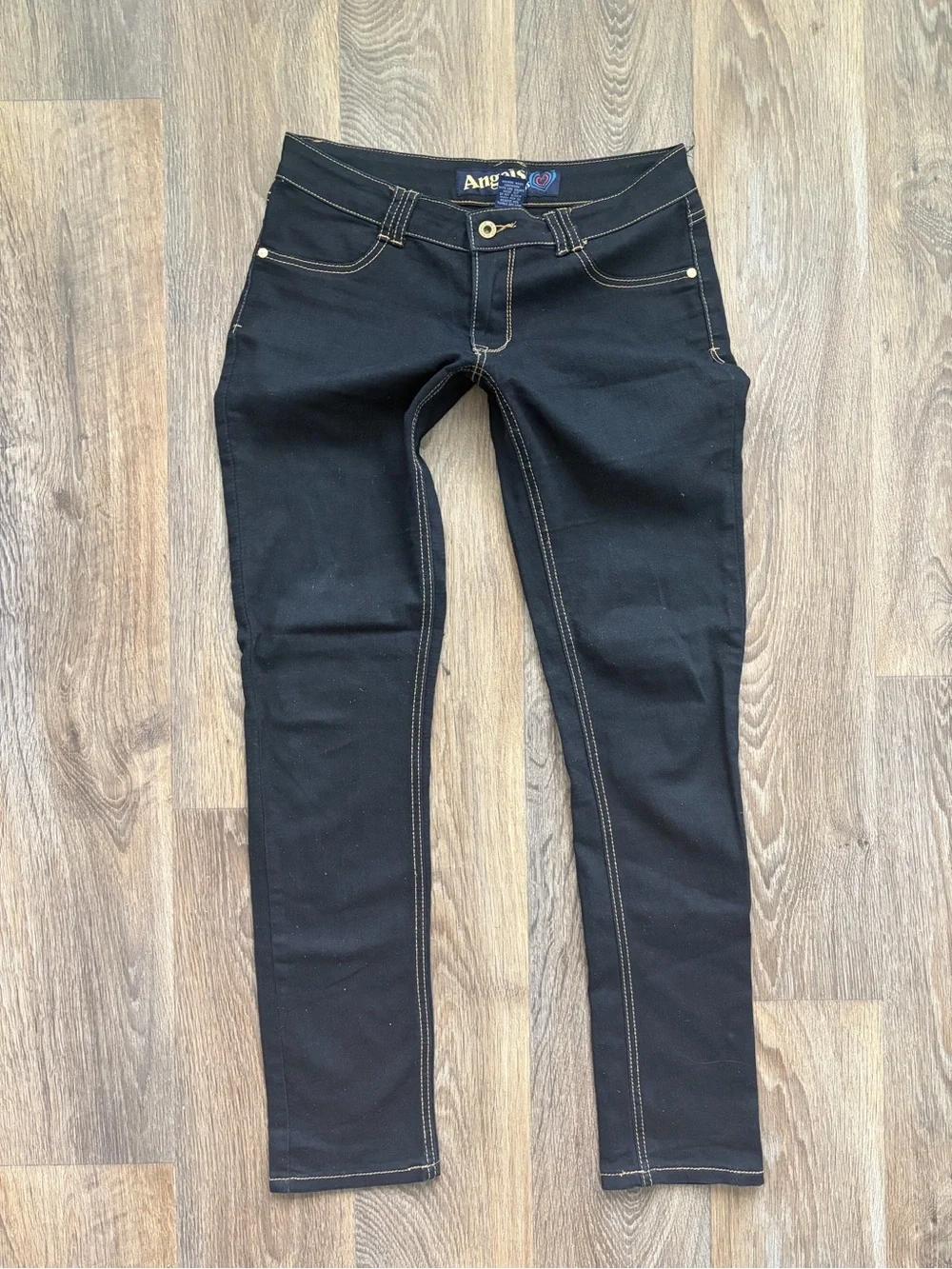 Angel Jeans Y2K Ultra Low Rise Skinny Dark Wash Stretch Denim Size 9 McBling Emo